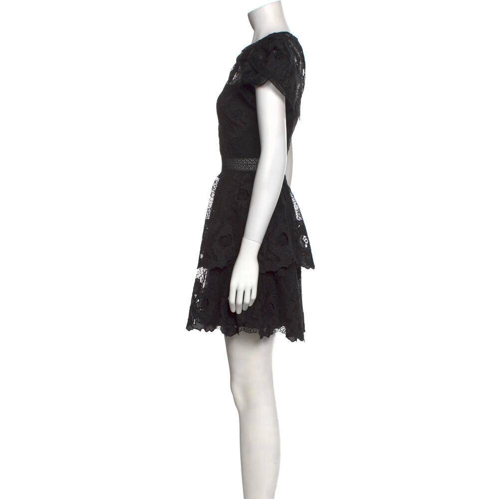 Self-Portrait Black Lace Cap Sleeve Mini Dress Cocktail Party size US 4 - Picture 5 of 11